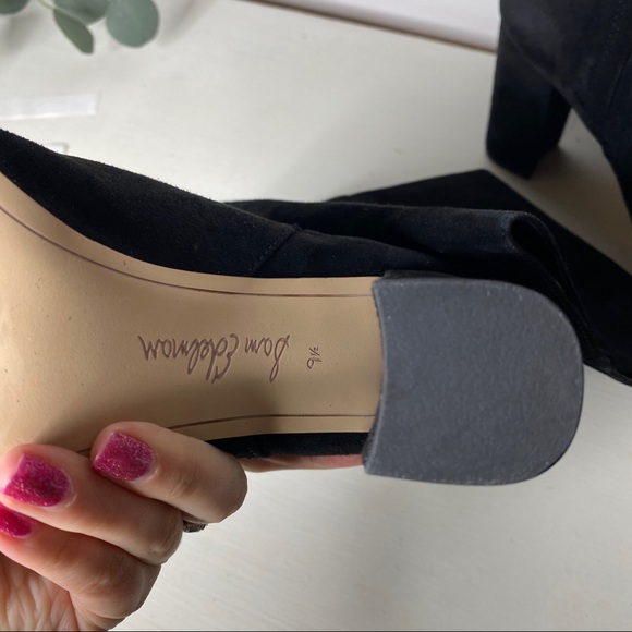 NEW Sam Edelman Caprice Black Suede Heeled Boot - Picture 3 of 5